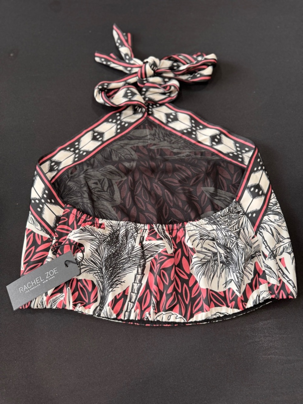 NWT Rachel Zoe Tropical Palm Print Halter Crop Top - Size M - Picture 5 of 8